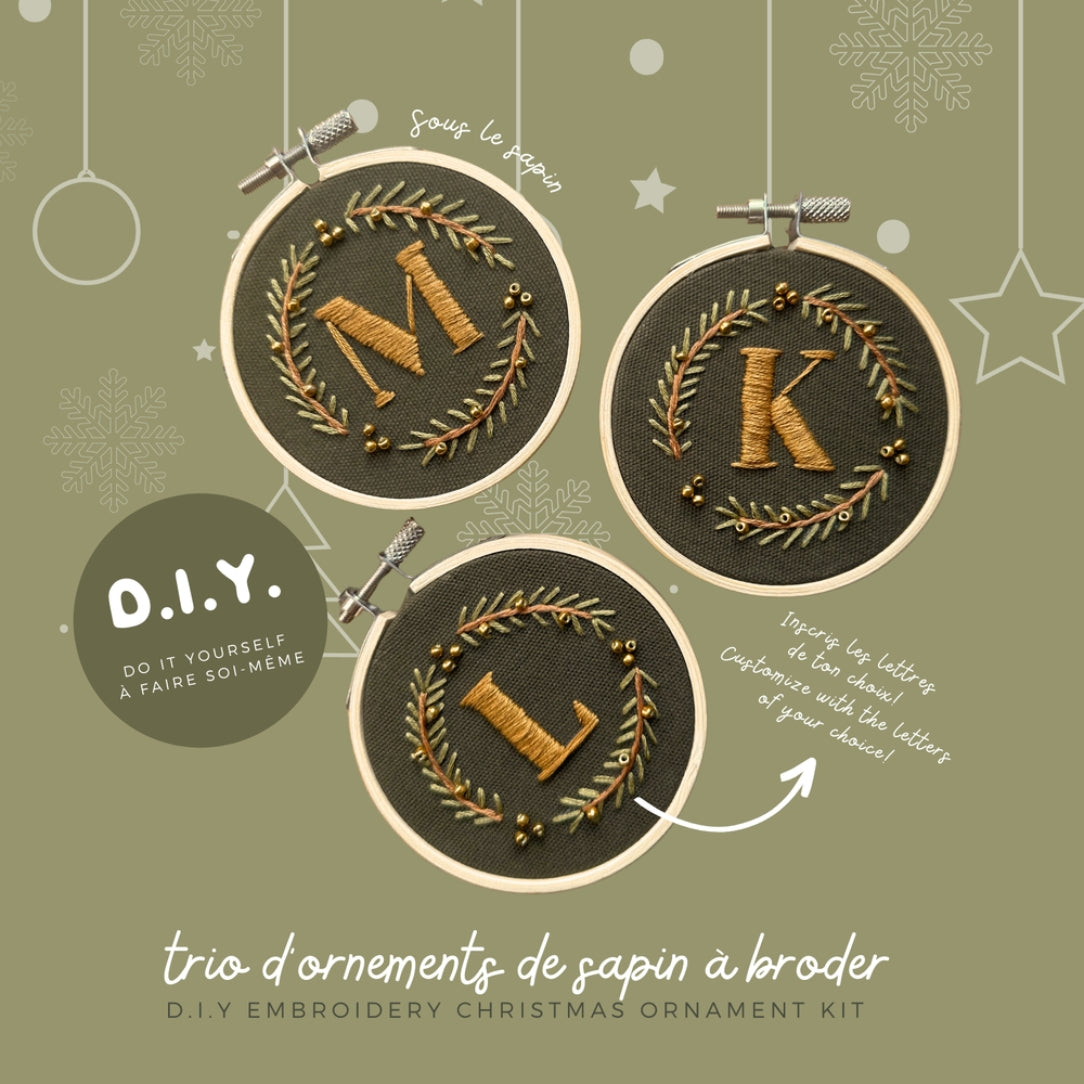 Kit de broderie DIY - Trio dans le sapin - Boutique Articho