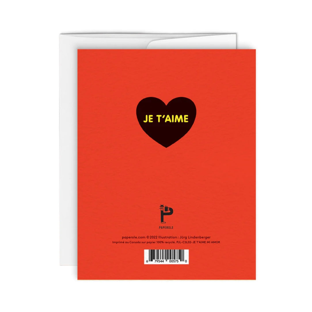 Je t'aime mi amor - carte de souhaits - Boutique Articho
