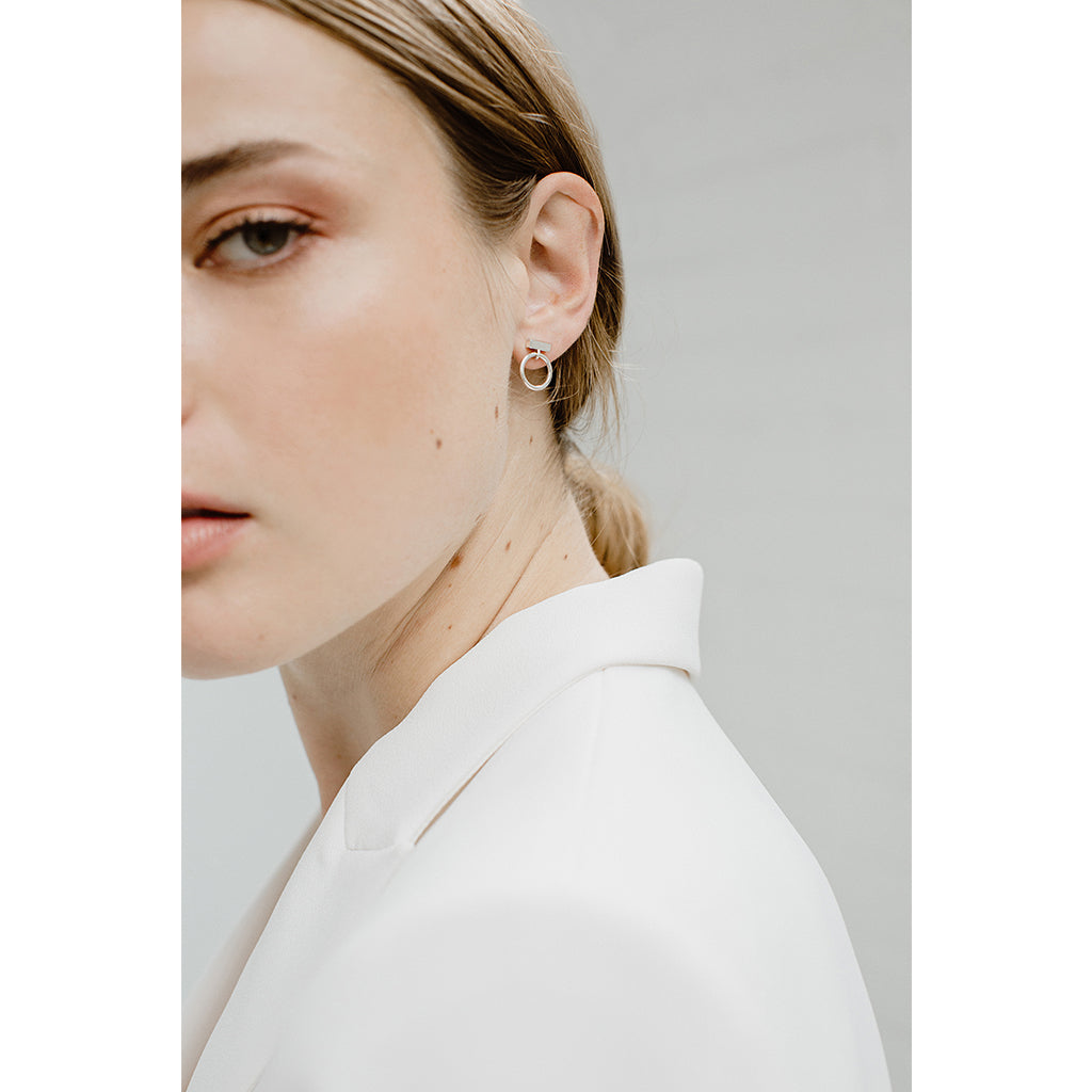 Boucles d'oreilles rectangle + cercle - Boutique Articho