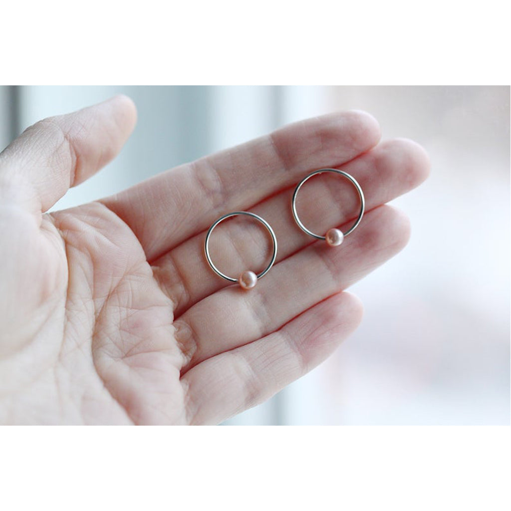 Boucles d'oreilles cercle argent + perle - Boutique Articho
