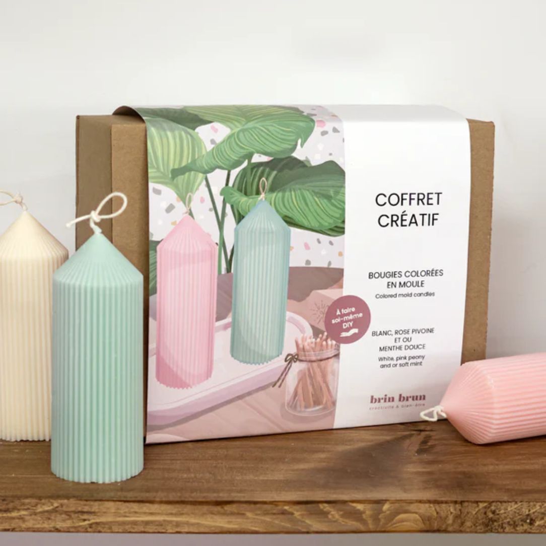 Ensemble de fabrication de 2 bougies colorées de type pilier - Boutique Articho