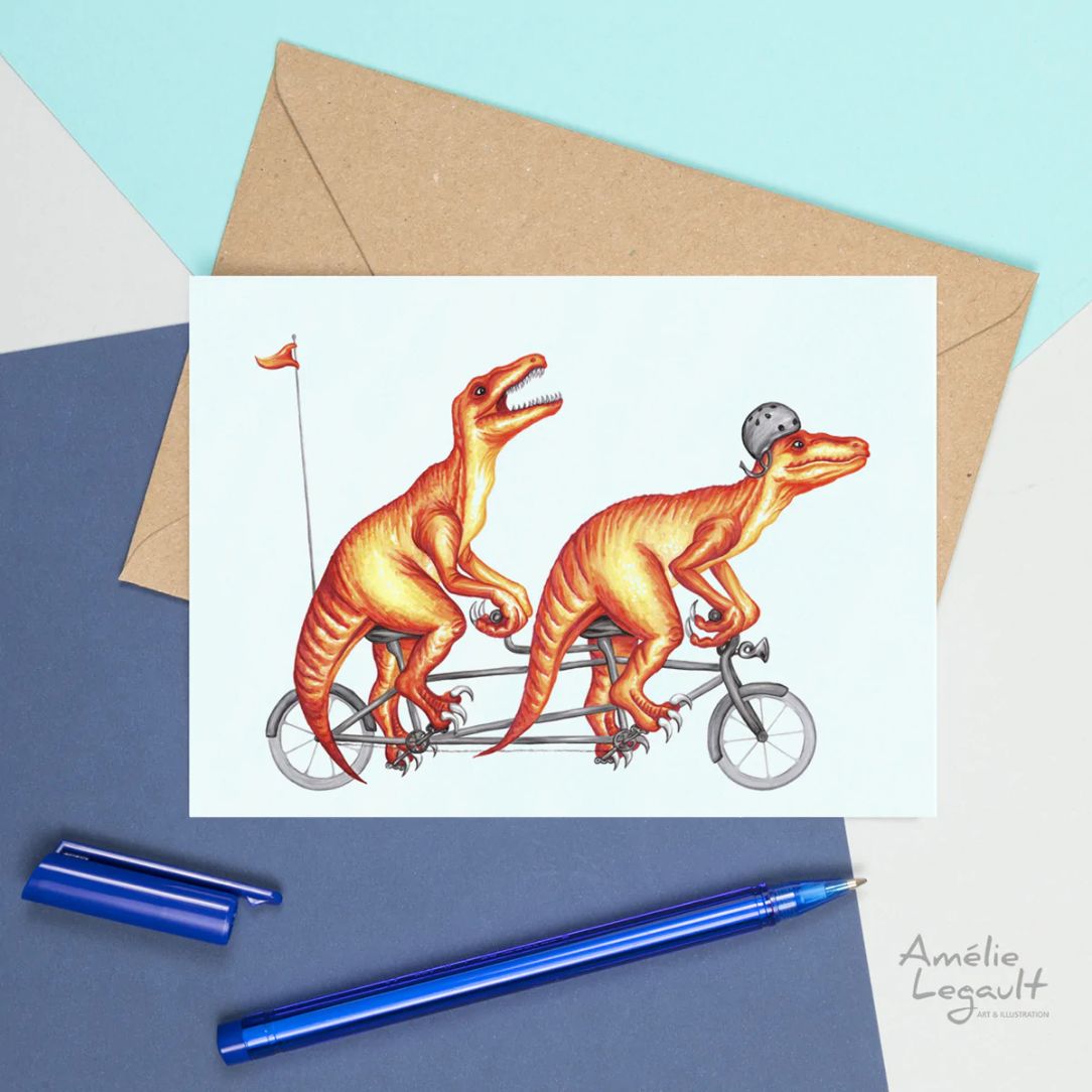 Carte Vélociraptors à vélo - Boutique Articho