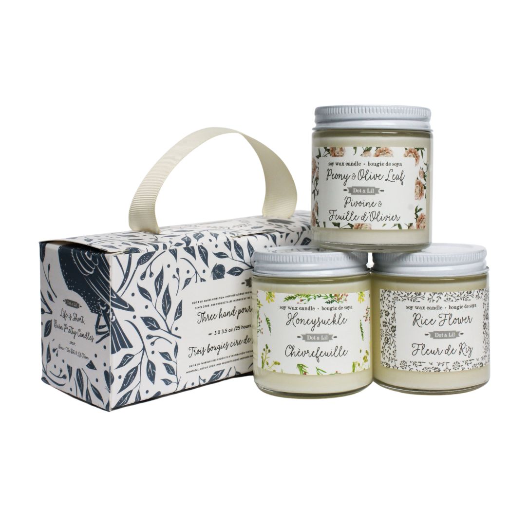 Ensemble cadeau - trois bougies - Boutique Articho