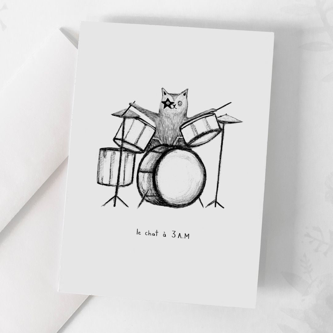 Carte de souhaits - Chat 3h am - Boutique Articho
