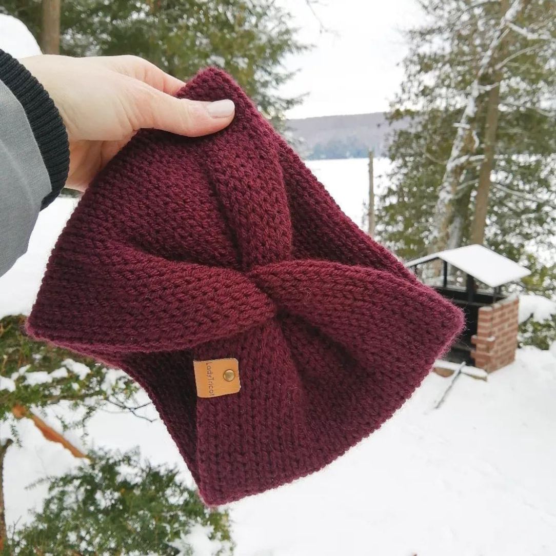 Bandeau Tremblant en tricot - Bourgogne - Boutique Articho