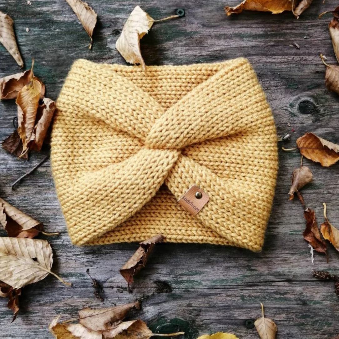 Bandeau Tremblant en tricot - Ocre - Boutique Articho