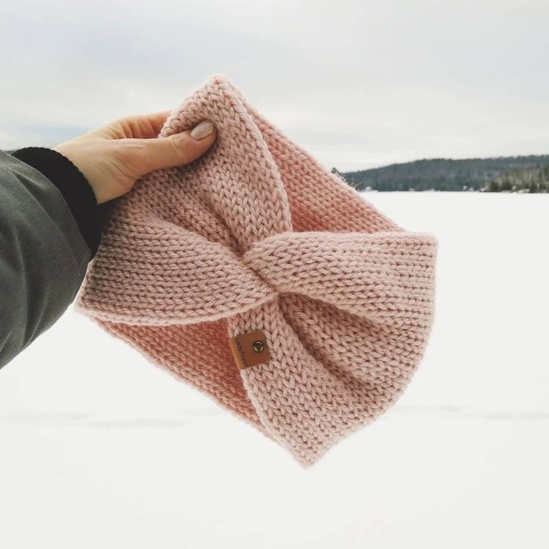 Bandeau Tremblant en tricot - Rose pâle - Boutique Articho