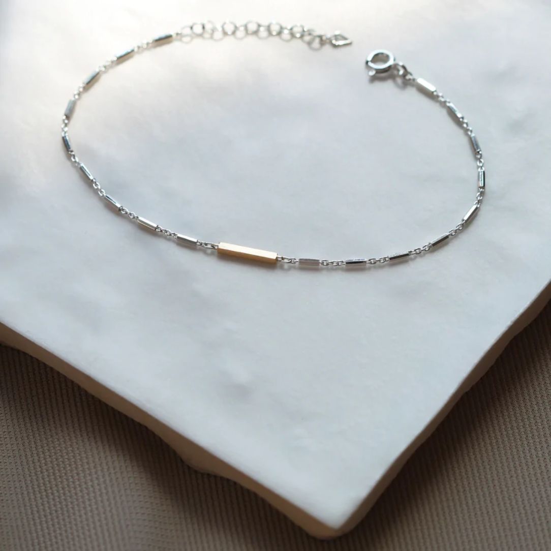 Bracelet barres argent + Barre or jaune 10K - Boutique Articho