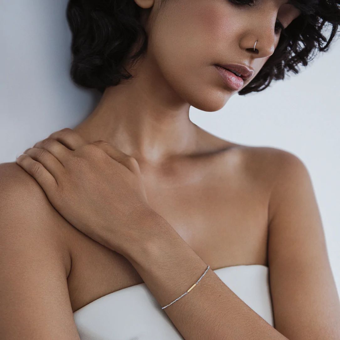 Bracelet barres argent + Barre or jaune 10K - Boutique Articho