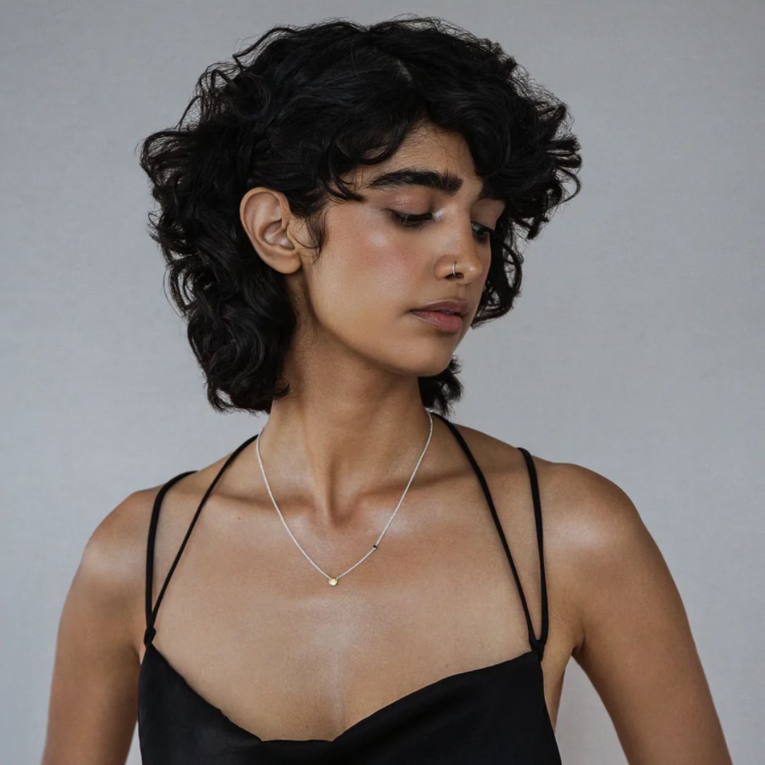 Collier + pastille + spinelle noire - Boutique Articho