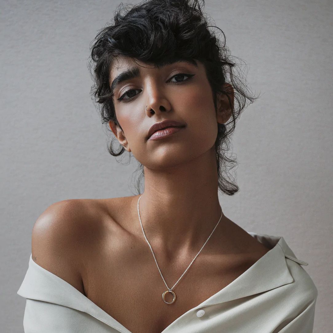 Collier tube + 2 anneaux croisés - Boutique Articho