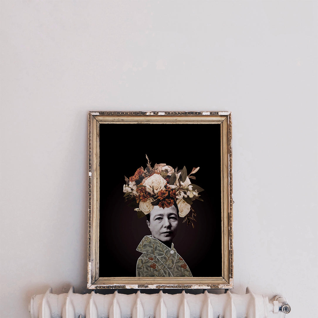 Affiche - Simone de Beauvoir aux fleurs - Boutique Articho
