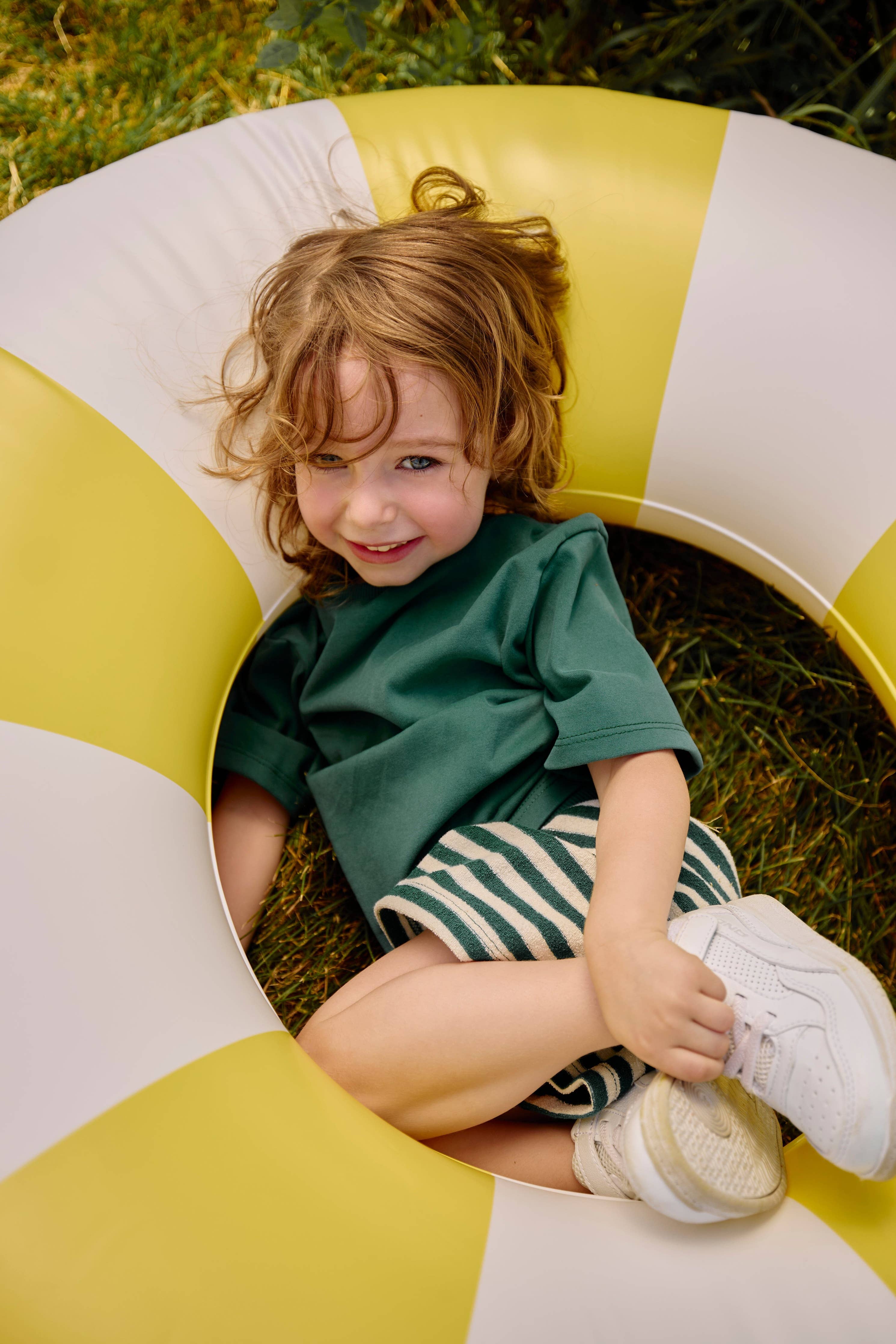 Shorts larges évolutifs | Rayures vert jungle