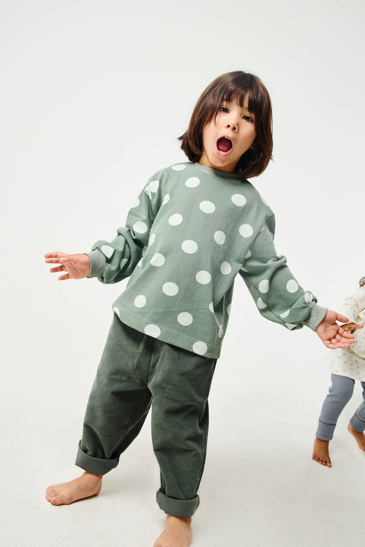 T-shirt « Grandis avec moi » | Pois vert sauge