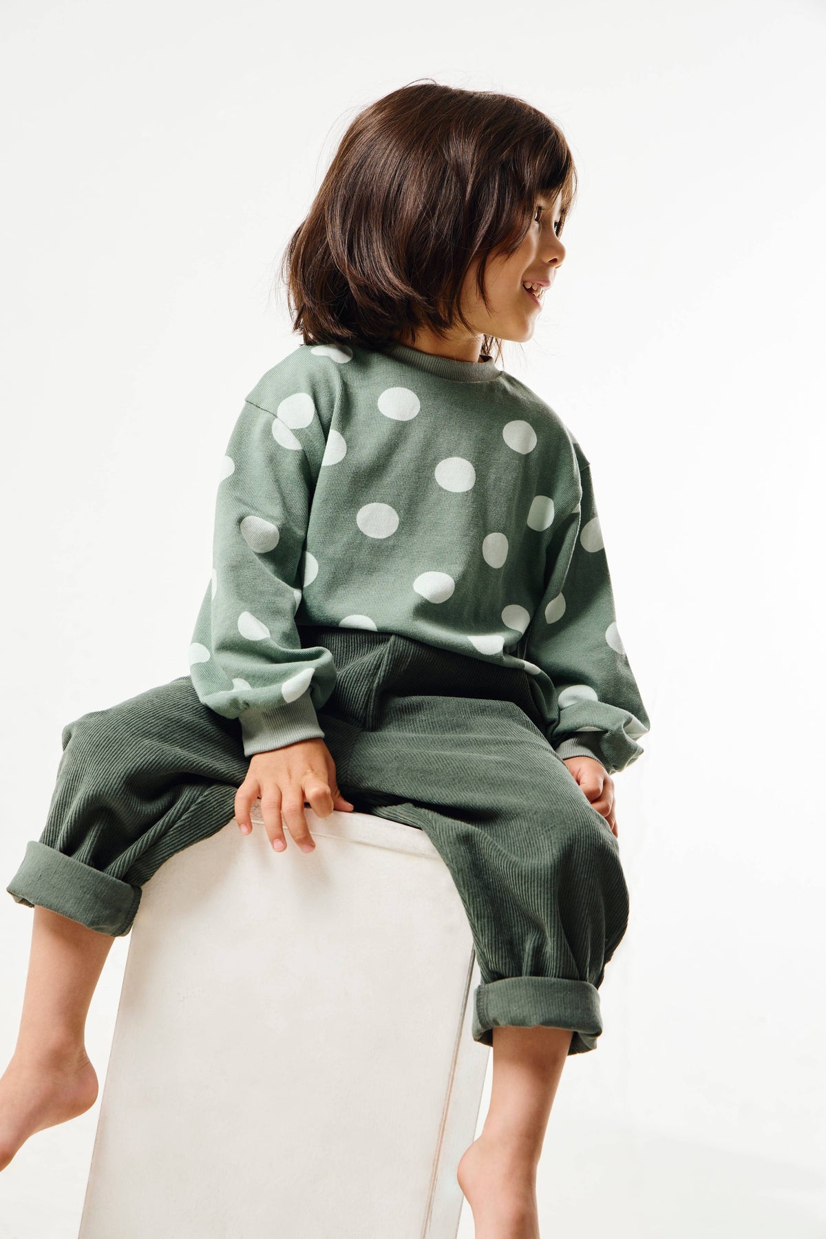 T-shirt « Grandis avec moi » | Pois vert sauge