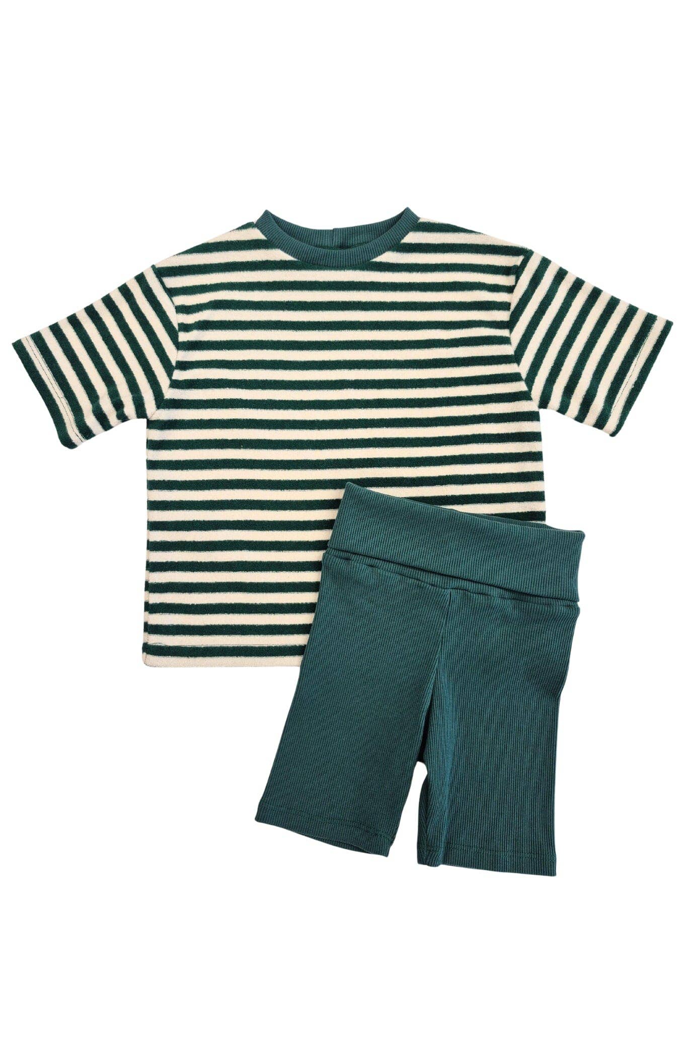 T-shirt surdimensionné | Rayures vert jungle