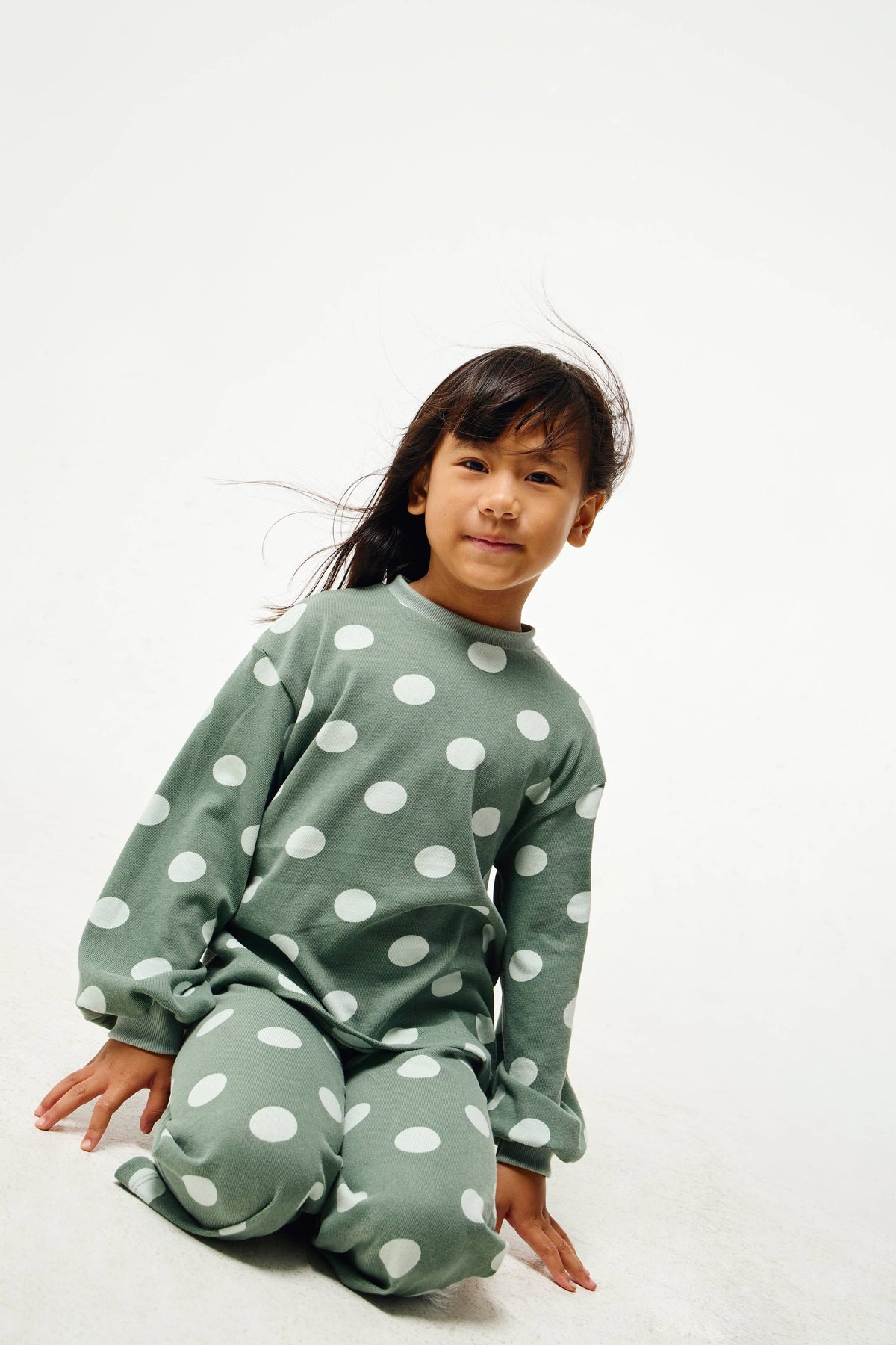T-shirt « Grandis avec moi » | Pois vert sauge