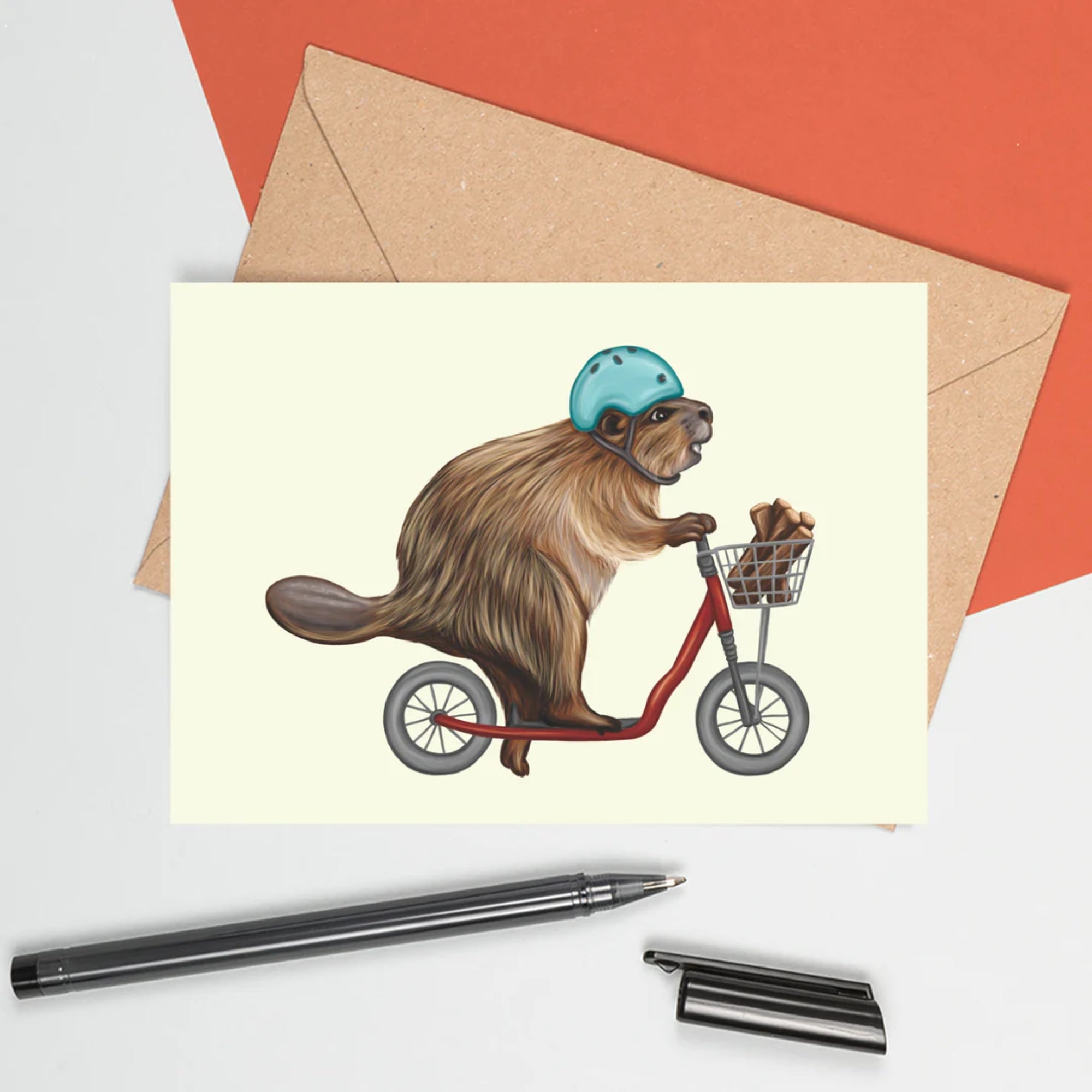 Castor en trottinette