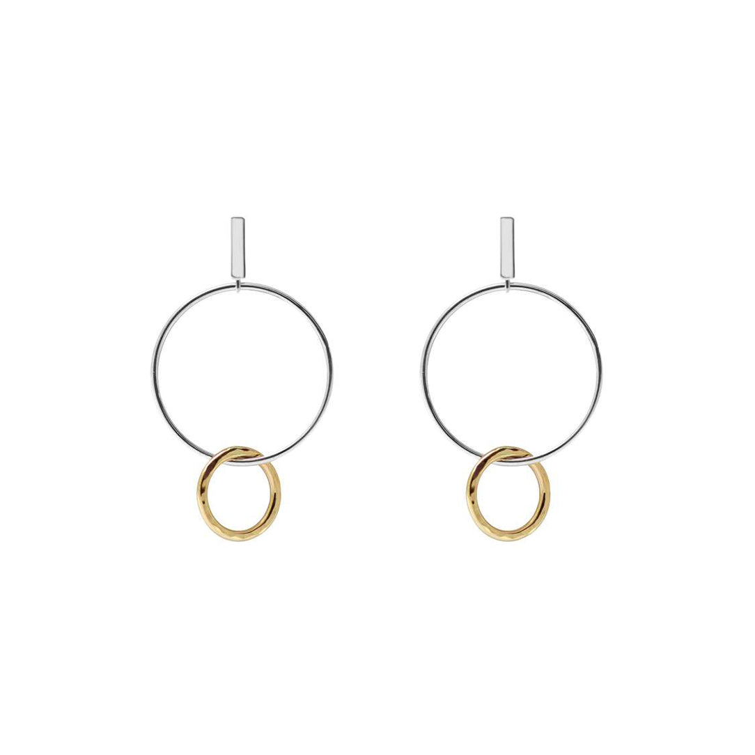 Boucles d'oreilles double anneau sur rectangle - Boutique Articho