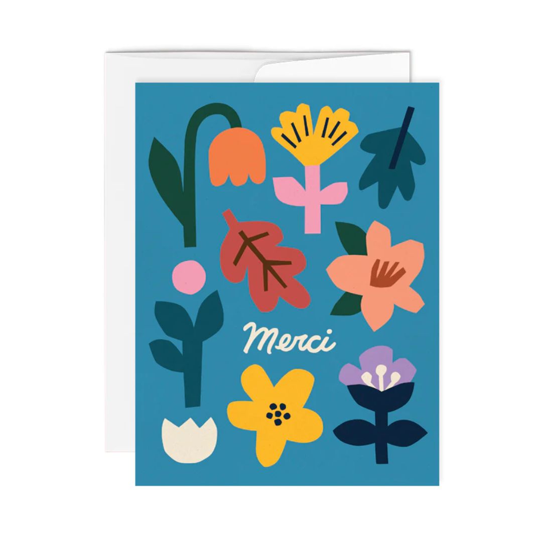 Merci - Fleur bleue - carte de souhaits - Boutique Articho