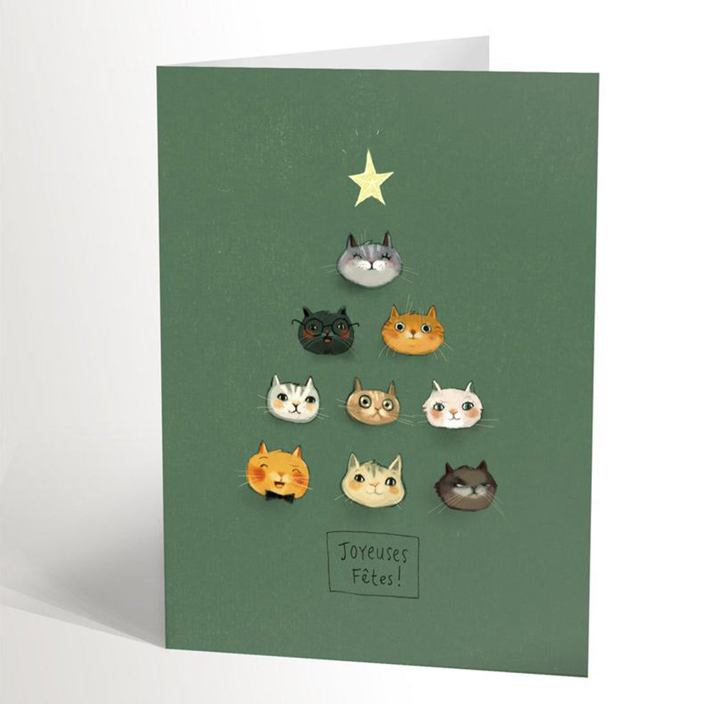 carte noel chat sapin