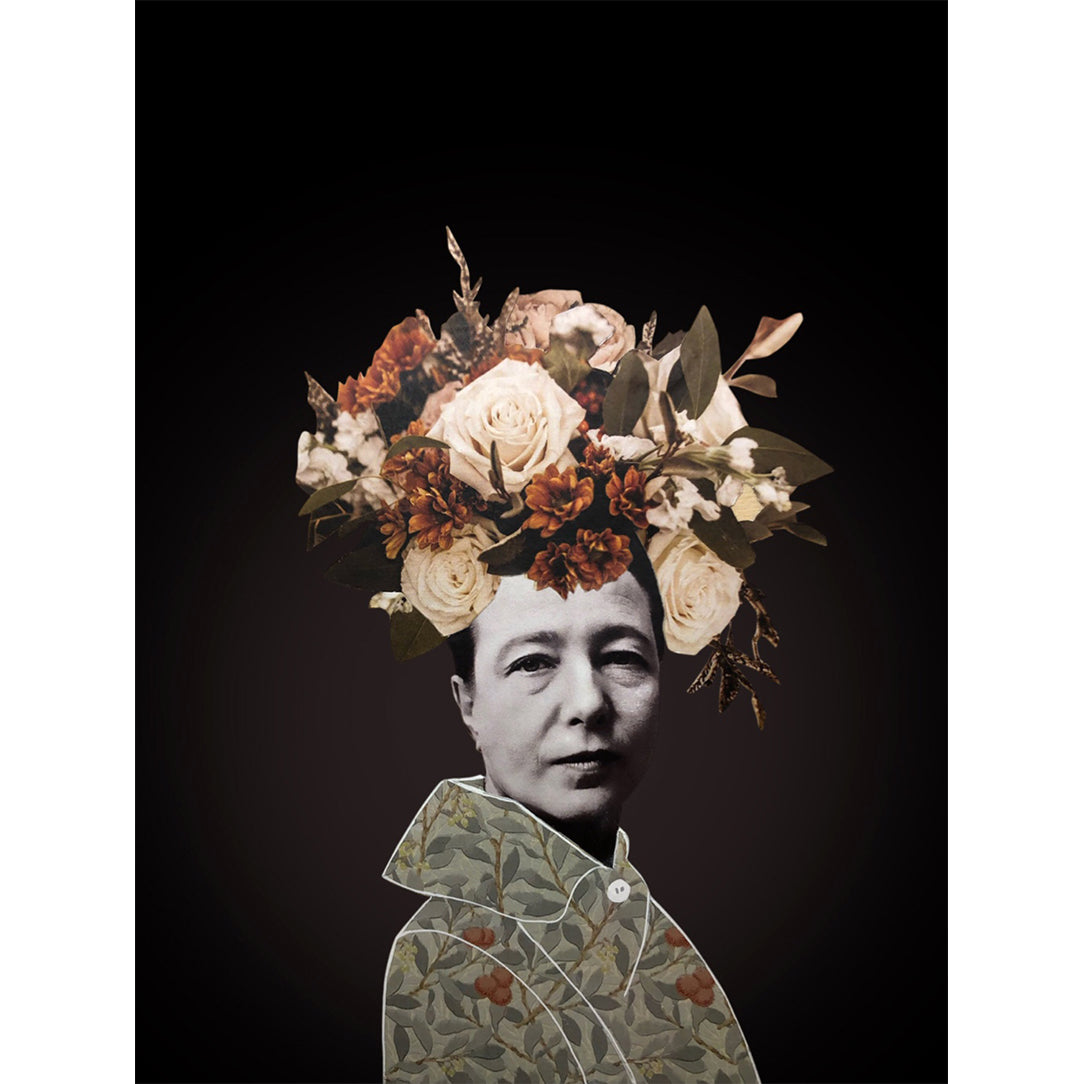 Affiche - Simone de Beauvoir aux fleurs